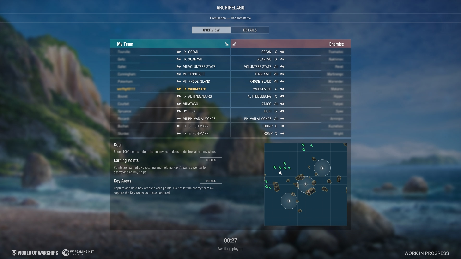 Pre-battle screen 1